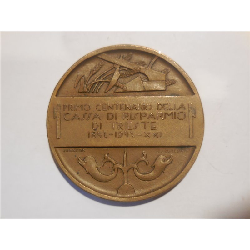 Medaglia centenario cassa di risparmio Trieste 1841 1941 40mm