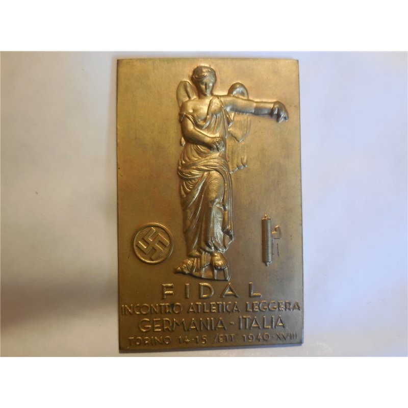 Placca incontro atletica leggera Germania Italia a Torino 1940