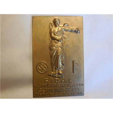 Placca incontro atletica leggera Germania Italia a Torino 1940