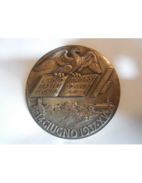 Medaglia centenario morte Giacomo Leopardi Porto Recanati 1937 argento