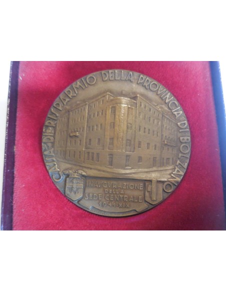 Medaglia inaugurazione sede centrale banca Bolzano 1941 in astuccio 60mm